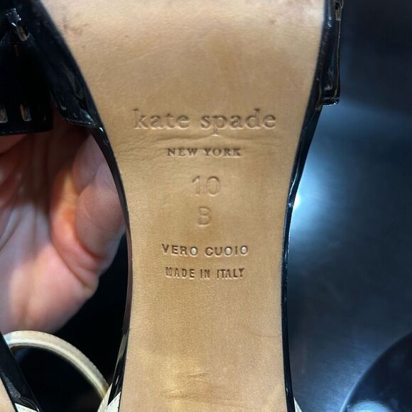 Kate Spade New York Fresia porcelain patent black platform sandal heels‎ size 10 - Picture 5 of 10